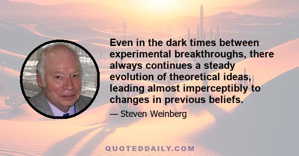 Even in the dark times between experimental breakthroughs, there always continues a steady evolution of theoretical ideas, leading almost imperceptibly to changes in previous beliefs.