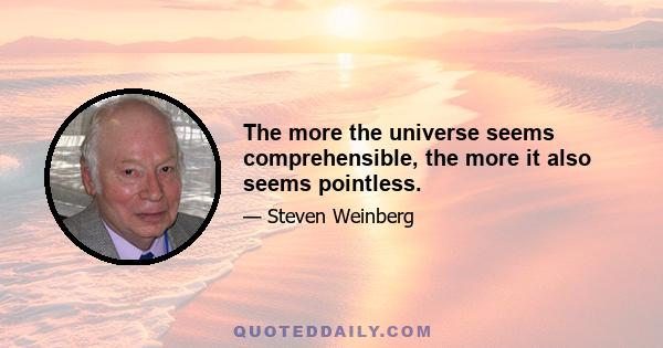 The more the universe seems comprehensible, the more it also seems pointless.