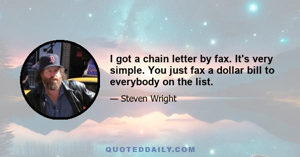 I got a chain letter by fax. It's very simple. You just fax a dollar bill to everybody on the list.