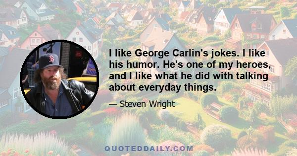 I like George Carlin's jokes. I like his humor. He's one of my heroes, and I like what he did with talking about everyday things.