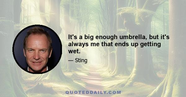 It's a big enough umbrella, but it's always me that ends up getting wet.