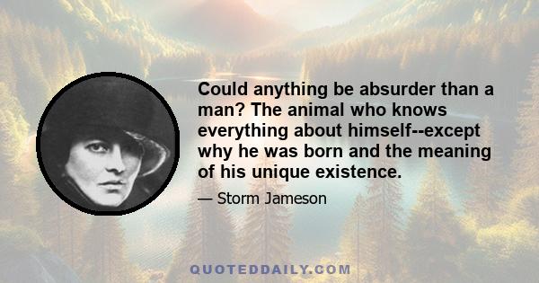 Could anything be absurder than a man? The animal who knows everything about himself--except why he was born and the meaning of his unique existence.