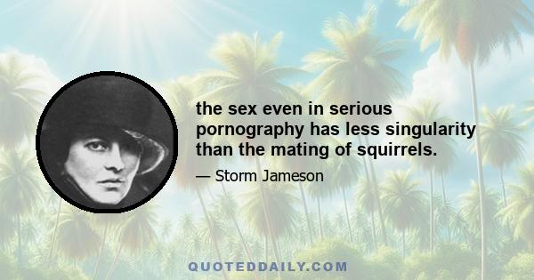 the sex even in serious pornography has less singularity than the mating of squirrels.