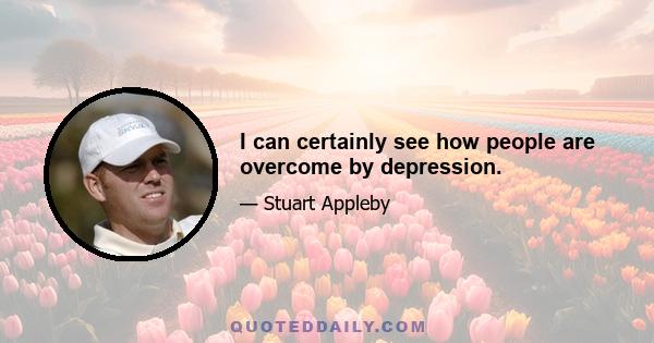 I can certainly see how people are overcome by depression.