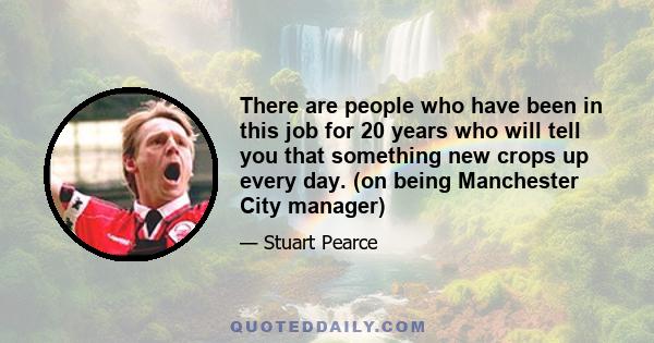 There are people who have been in this job for 20 years who will tell you that something new crops up every day. (on being Manchester City manager)