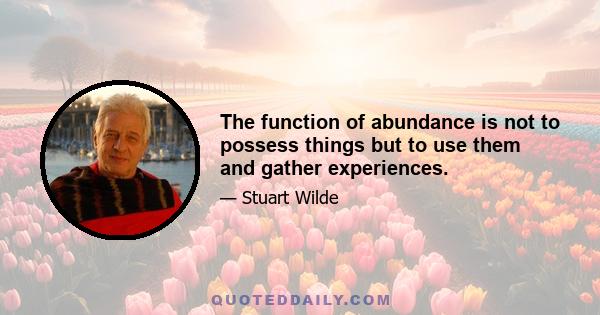 The function of abundance is not to possess things but to use them and gather experiences.