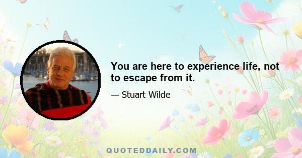 You are here to experience life, not to escape from it.