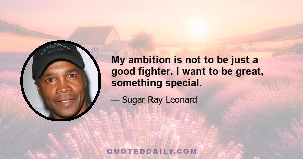 My ambition is not to be just a good fighter. I want to be great, something special.