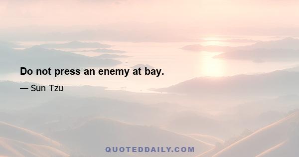 Do not press an enemy at bay.