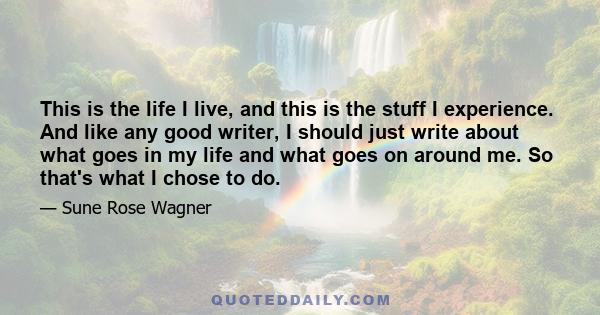 This is the life I live, and this is the stuff I experience. And like any good writer, I should just write about what goes in my life and what goes on around me. So that's what I chose to do.