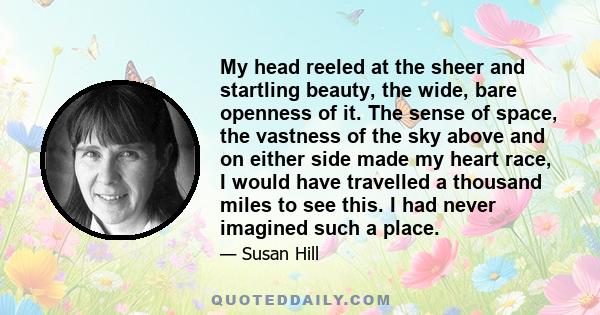 My head reeled at the sheer and startling beauty, the wide, bare openness of it. The sense of space, the vastness of the sky above and on either side made my heart race, I would have travelled a thousand miles to see