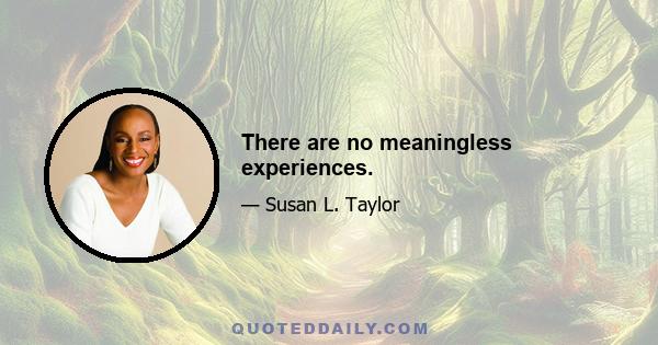 There are no meaningless experiences.