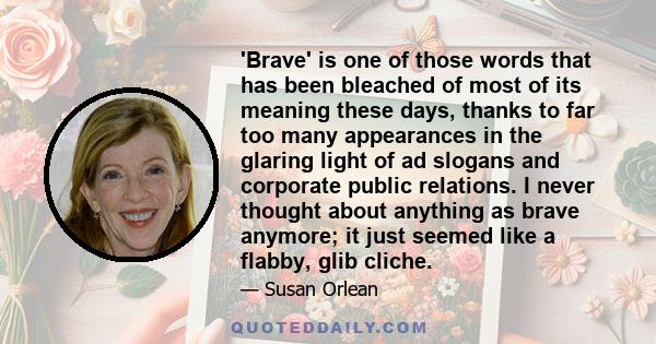 'Brave' is one of those words that has been bleached of most of its meaning these days, thanks to far too many appearances in the glaring light of ad slogans and corporate public relations. I never thought about