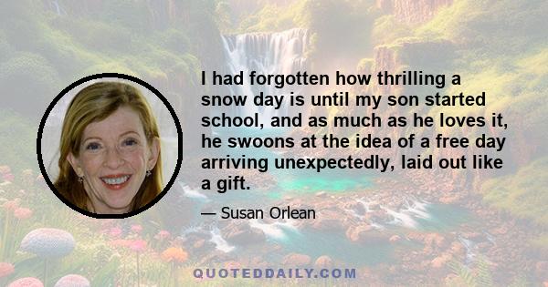 I had forgotten how thrilling a snow day is until my son started school, and as much as he loves it, he swoons at the idea of a free day arriving unexpectedly, laid out like a gift.