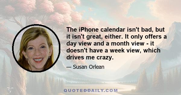 The iPhone calendar isn't bad, but it isn't great, either. It only offers a day view and a month view - it doesn't have a week view, which drives me crazy.