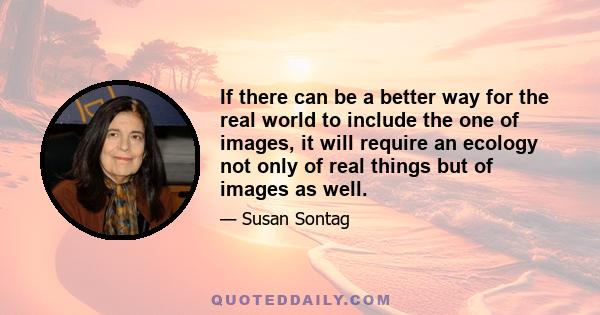 If there can be a better way for the real world to include the one of images, it will require an ecology not only of real things but of images as well.