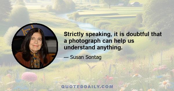 Strictly speaking, it is doubtful that a photograph can help us understand anything.