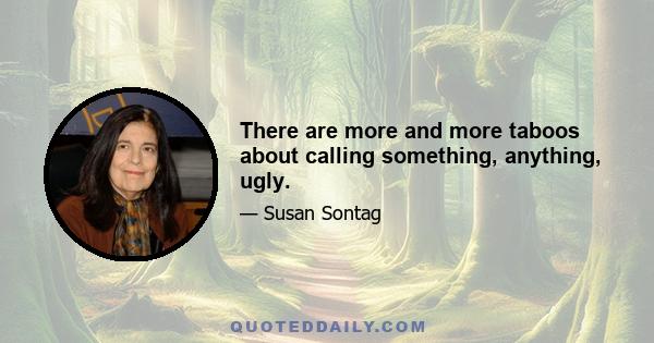 There are more and more taboos about calling something, anything, ugly.