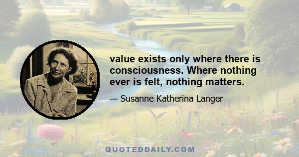 value exists only where there is consciousness. Where nothing ever is felt, nothing matters.