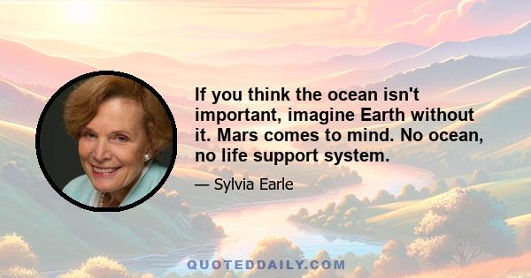 If you think the ocean isn't important, imagine Earth without it. Mars comes to mind. No ocean, no life support system.