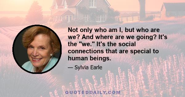 Not only who am I, but who are we? And where are we going? It's the we. It's the social connections that are special to human beings.