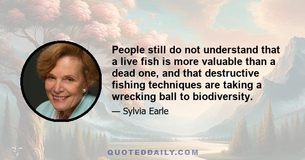 People still do not understand that a live fish is more valuable than a dead one, and that destructive fishing techniques are taking a wrecking ball to biodiversity.