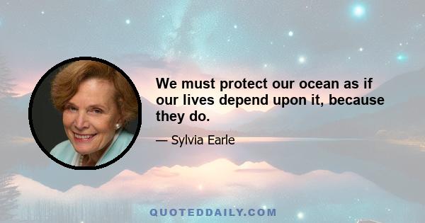 We must protect our ocean as if our lives depend upon it, because they do.