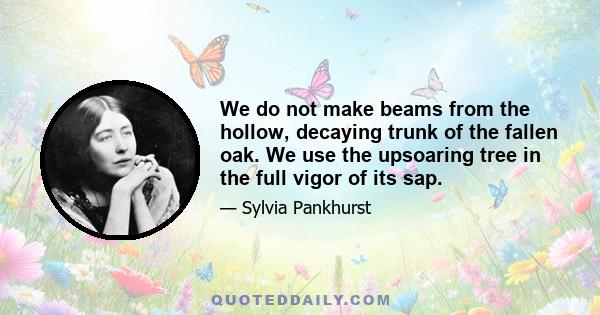 We do not make beams from the hollow, decaying trunk of the fallen oak. We use the upsoaring tree in the full vigor of its sap.