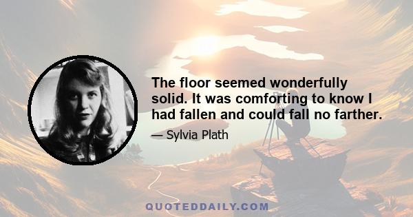 The floor seemed wonderfully solid. It was comforting to know I had fallen and could fall no farther.