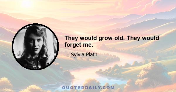 They would grow old. They would forget me.