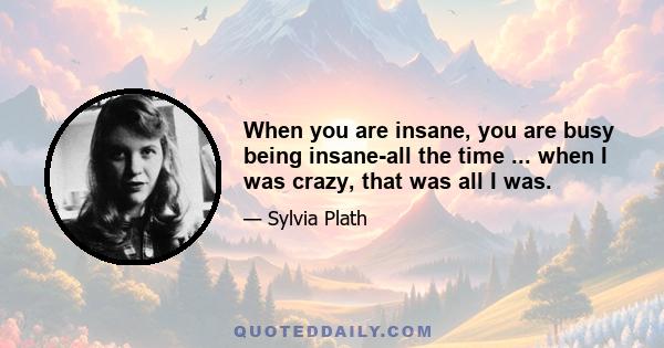 When you are insane, you are busy being insane-all the time ... when I was crazy, that was all I was.