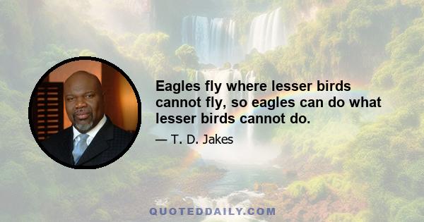 Eagles fly where lesser birds cannot fly, so eagles can do what lesser birds cannot do.