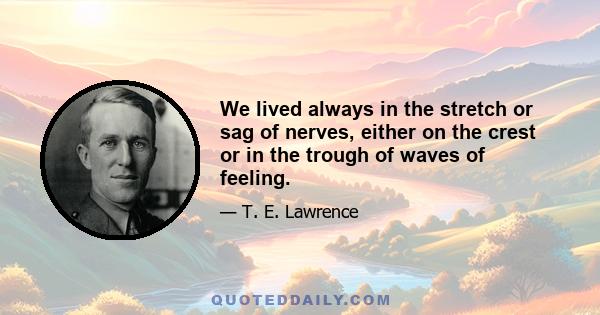 We lived always in the stretch or sag of nerves, either on the crest or in the trough of waves of feeling.