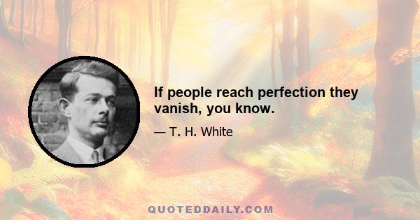 If people reach perfection they vanish, you know.