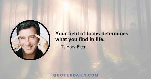 Your field of focus determines what you find in life.