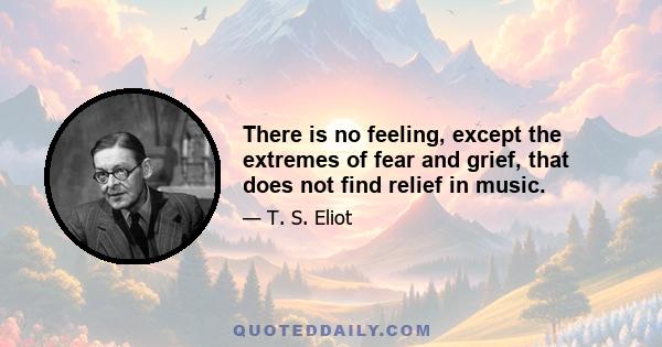 There is no feeling, except the extremes of fear and grief, that does not find relief in music.