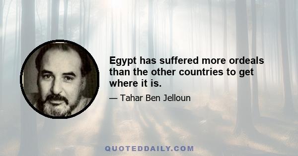 Egypt has suffered more ordeals than the other countries to get where it is.