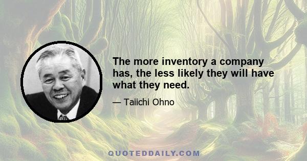 The more inventory a company has, the less likely they will have what they need.