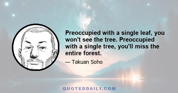 Preoccupied with a single leaf, you won't see the tree. Preoccupied with a single tree, you'll miss the entire forest.