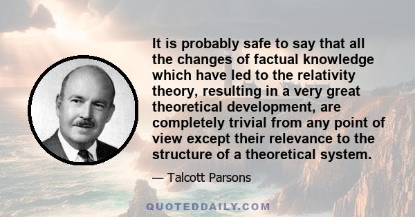 It is probably safe to say that all the changes of factual knowledge which have led to the relativity theory, resulting in a very great theoretical development, are completely trivial from any point of view except their 