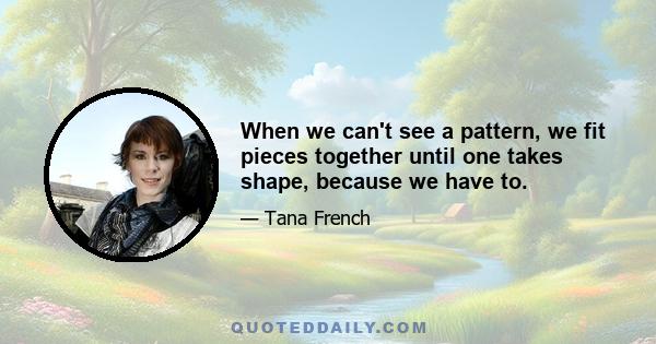 When we can't see a pattern, we fit pieces together until one takes shape, because we have to.