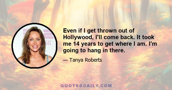 Even if I get thrown out of Hollywood, I'll come back. It took me 14 years to get where I am. I'm going to hang in there.