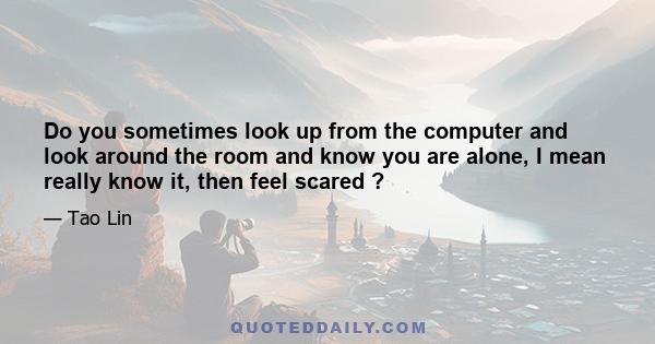 Do you sometimes look up from the computer and look around the room and know you are alone, I mean really know it, then feel scared ?