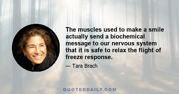 The muscles used to make a smile actually send a biochemical message to our nervous system that it is safe to relax the flight of freeze response.