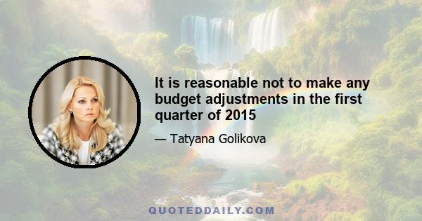 It is reasonable not to make any budget adjustments in the first quarter of 2015