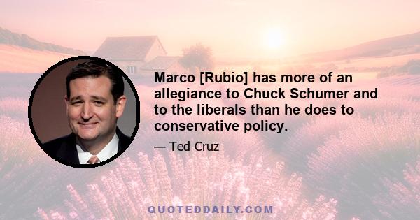 Marco [Rubio] has more of an allegiance to Chuck Schumer and to the liberals than he does to conservative policy.