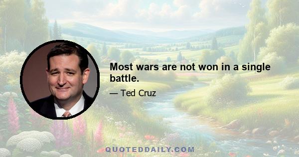 Most wars are not won in a single battle.