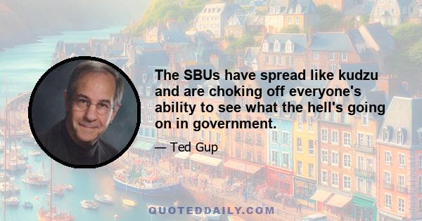 The SBUs have spread like kudzu and are choking off everyone's ability to see what the hell's going on in government.