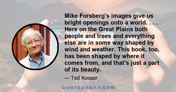 Mike Forsberg's images give us bright openings onto a world. . . . Here on the Great Plains both people and trees and everything else are in some way shaped by wind and weather. This book, too, has been shaped by where