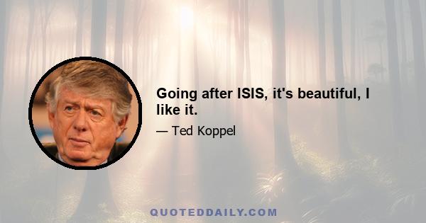 Going after ISIS, it's beautiful, I like it.